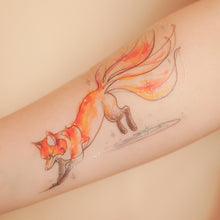 Load image into Gallery viewer, Continuous Line Magical Moonlight Fox Tattoo Stickers (Orange &amp; Black)
