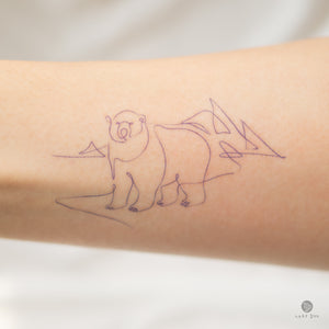 Modern and Minimal Polar Bear Minimalist Tattoo Sticker. Ultra realistic and artistic tattoo designs created by tattoo artist Mane Ink, Our tattoo sticker is safe for all skin types, waterproof, and last 3-7 days, Check out our Temporary Tattoo Sticker on LAZY DUO.com. Free International shipping over $35
