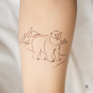 Modern and Minimal Polar Bear Minimalist Tattoo Sticker. Ultra realistic and artistic tattoo designs created by tattoo artist Mane Ink, Our tattoo sticker is safe for all skin types, waterproof, and last 3-7 days, Check out our Temporary Tattoo Sticker on LAZY DUO.com. Free International shipping over $35