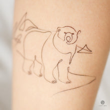 Load image into Gallery viewer, Modern and Minimal Polar Bear Minimalist Tattoo Sticker. Ultra realistic and artistic tattoo designs created by tattoo artist Mane Ink, Our tattoo sticker is safe for all skin types, waterproof, and last 3-7 days, Check out our Temporary Tattoo Sticker on LAZY DUO.com. Free International shipping over $35
