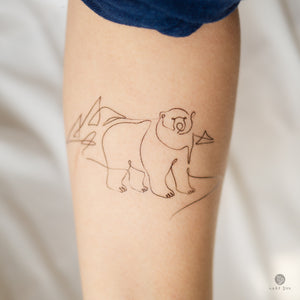 Modern and Minimal Polar Bear Minimalist Tattoo Sticker. Ultra realistic and artistic tattoo designs created by tattoo artist Mane Ink, Our tattoo sticker is safe for all skin types, waterproof, and last 3-7 days, Check out our Temporary Tattoo Sticker on LAZY DUO.com. Free International shipping over $35