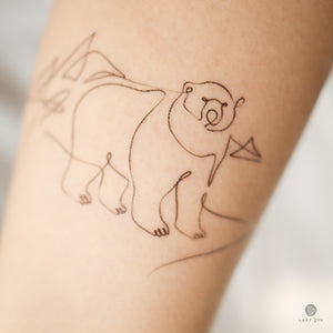 Modern and Minimal Polar Bear Minimalist Tattoo Sticker. Ultra realistic and artistic tattoo designs created by tattoo artist Mane Ink, Our tattoo sticker is safe for all skin types, waterproof, and last 3-7 days, Check out our Temporary Tattoo Sticker on LAZY DUO.com. Free International shipping over $35