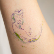 Load image into Gallery viewer, Sea Otter Tattoo Otter Art Otter Sticker Otter Illustration Otter Temporary Tattoo Minimal One line Drawing Cute Animal Tattoo Fake Tattoos
