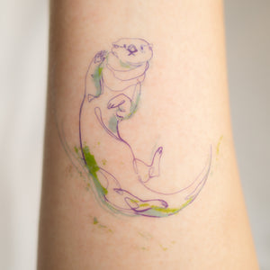 Sea Otter Tattoo Otter Art Otter Sticker Otter Illustration Otter Temporary Tattoo Minimal One line Drawing Cute Animal Tattoo Fake Tattoos