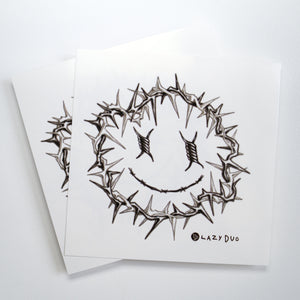 香港紋身貼紙 Barbed Wire Spiked Smiley Tattoo by LAZY DUO TATTOO, Fun Black & grey Tattoo art, HK Temporary Tattoo Sticker, Hong Kong tattoo  artist, Fake tattoos 