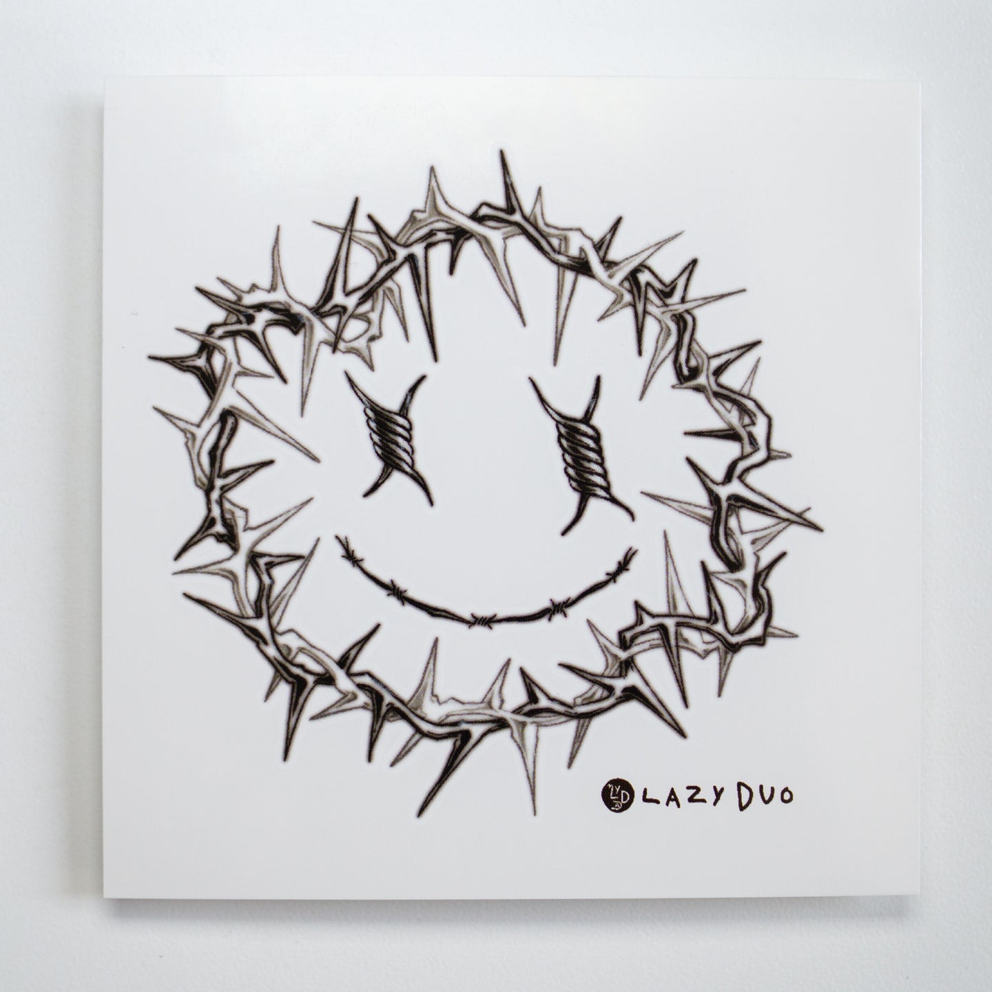 香港紋身貼紙 Barbed Wire Spiked Smiley Tattoo by LAZY DUO TATTOO, Fun Black & grey Tattoo art, HK Temporary Tattoo Sticker, Hong Kong tattoo  artist, Fake tattoos 