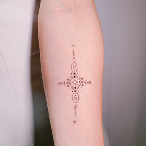 Alchemical Cross and Star Tattoos (Black & grey)