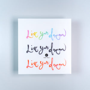 Live your dream - Rainbow color Calligraphy Lettering Tattoo Sticker (Rainbow, Red, Black)