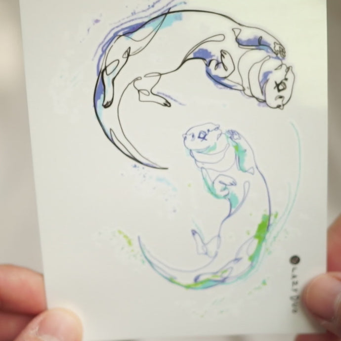 Sea Otter Tattoo Otter Art Otter Sticker Otter Illustration Otter Temporary Tattoo Minimal One line Drawing Cute Animal Tattoo Fake Tattoos
