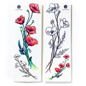 Large Red Poppy Flower Tattoo｜LAZY DUO TEMPORARY TATTOO STICKER SHOP HK Tattoo Design Store HK HONG KONG Rib Tattoo 紋身貼紙 香港紋身認領圖 文青 美式花紋身tattoohk hongkongtattoo 小圖刺青 fine-line tattoo 簡約刺青 minitattoo linetattoo tattooartist 香港刺青 MANE INK 