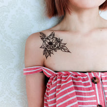 Load image into Gallery viewer, Line Flower Tattoos - LAZY DUO TATTOO
