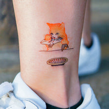 Load image into Gallery viewer, Cat Loves Fish Tattoo - LAZY DUO TATTOO
