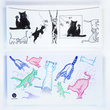 Load image into Gallery viewer, Manga Style Black &amp; White Cats Combo Tattoo Stickers (Black &amp; White)
