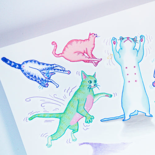 Dancing Cats Party Playful Disco Cat Playtime Doodle Tattoo Stickers Comic Style Fun ManE Ink HK Tattooist LAZY DUO 美漫風格粉彩貓戰士紋身浪浪不哭喵咪寵物刺青香港紋身貼紙Kitten Tattoo Ideas Neko Tattoo Meow Animal Pet Tattoos HK Temporary Tattoo Sticker Water Color Tattoo LAZY DUO Tattoo Shop Hong Kong HK 紋身師設計印刷訂做客製 Custom Temporary Tattoo Event Printing Tattooist artist HK tattoo shop MANE INK Tattooer Tattoo Artist Taiwan fine line ornament tattoo 台灣製 刺青師紋身師