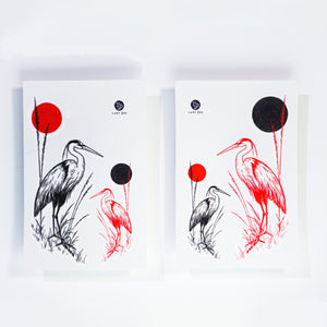 Black & Red Japanese Heron Tattoo - LAZY DUO TATTOO