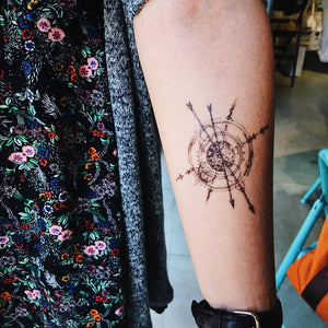 J19・Key & Compass Tattoos Set - LAZY DUO TATTOO