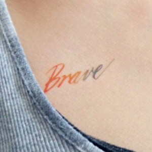 Watercolor Lettering Tattoo・Brave - LAZY DUO TATTOO