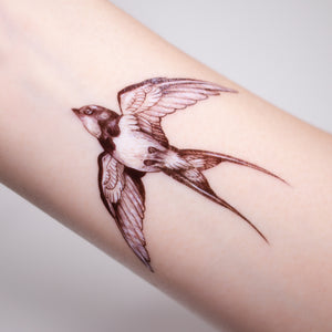 Fake Tattoo, Swallow pair tattoo, bohemian Tattoo 燕子刺青 LAZY DUO Temporary Tattoo Sticker - Swallow Tattoo Hong Kong Swallow Tattoo, Bird tattoo, Realistic Color Temporary tattoo Sticker, Fun Animal tattoo,  Mane Ink 香港紋身貼紙 女紋身師  燕子刺青 LAZY DUO Temporary Tattoo Sticker - Swallow Tattoo Hong Kong Mane Ink 香港紋身貼紙 女紋身師  Delicate Watercolor Swallow Tattoos - LAZY DUO TATTOO