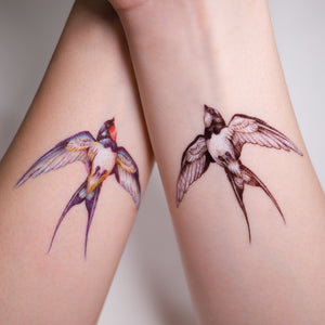 Fake Tattoo, Swallow pair tattoo, bohemian Tattoo 燕子刺青 LAZY DUO Temporary Tattoo Sticker - Swallow Tattoo Hong Kong Swallow Tattoo, Bird tattoo, Realistic Color Temporary tattoo Sticker, Fun Animal tattoo,  Mane Ink 香港紋身貼紙 女紋身師  燕子刺青 LAZY DUO Temporary Tattoo Sticker - Swallow Tattoo Hong Kong Mane Ink 香港紋身貼紙 女紋身師  Delicate Watercolor Swallow Tattoos - LAZY DUO TATTOO