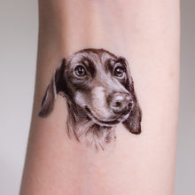 Load image into Gallery viewer, LAZY DUO Temporary Tattoo Sticker since 2015. Hong Kong Tattoo Shop, Dachshund silhouette tattoo, Pet lover sticker, Temporary pet tattoos, Dachshund paw print tattoo, Dog-themed sticker set, Temporary dog paw print tattoos, Dachshund breed tattoo, Cute pet stickers, Dog-themed party favors. Trendy dog tattoos, Pet-themed gift ideas
