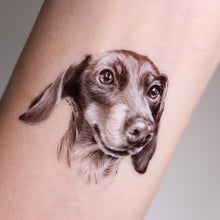 Load image into Gallery viewer, Dachshund lover tattoo, Dog mom temporary tattoo, Dog owner sticker, Adorable dachshund tattoos, Pet-themed temporary tattoos, Dachshund silhouette tattoo, Pet lover sticker, Temporary pet tattoos, Dachshund paw print tattoo, Dog-themed sticker set, LAZY DUO Temporary Tattoo Sticker since 2015. Hong Kong Tattoo Shop, 
