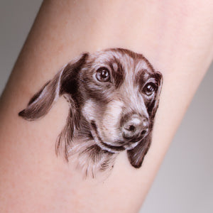 Dachshund lover tattoo, Dog mom temporary tattoo, Dog owner sticker, Adorable dachshund tattoos, Pet-themed temporary tattoos, Dachshund silhouette tattoo, Pet lover sticker, Temporary pet tattoos, Dachshund paw print tattoo, Dog-themed sticker set, LAZY DUO Temporary Tattoo Sticker since 2015. Hong Kong Tattoo Shop, 