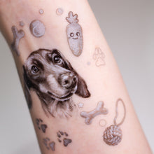Load image into Gallery viewer, Pet-themed temporary tattoos, Dachshund silhouette tattoo, Pet lover sticker, Temporary pet tattoos, Dachshund paw print tattoo, Dog-themed sticker set, Temporary dog paw print tattoos, Dachshund breed tattoo, Cute pet stickers, Dog-themed party favors. Trendy dog tattoos, Pet-themed gift ideas
