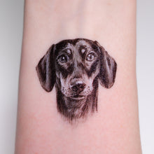 Load image into Gallery viewer, Dachshund breed tattoo, Cute pet stickers, Dog-themed party favors. Trendy dog tattoos, Pet-themed gift ideas, Dachshund temporary tattoo, Dog-themed temporary tattoos, Cute dog tattoos, Temporary dog stickers, Dachshund lover tattoo, Dog mom temporary tattoo, LAZY DUO Temporary Tattoo Sticker since 2015. Hong Kong Tattoo Shop, 
