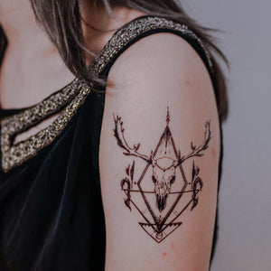 Gothic Deer Skull Tattoo - LAZY DUO TATTOO