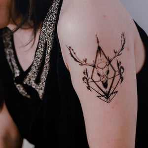 Gothic Deer Skull Tattoo - LAZY DUO TATTOO