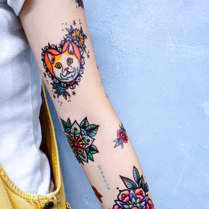 New School Pop Color Cats Tattoos - LAZY DUO TATTOO