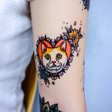 Load image into Gallery viewer, New School Pop Color Cats Tattoos - LAZY DUO TATTOO
