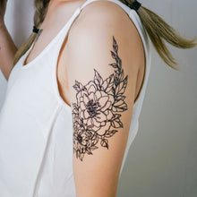 Load image into Gallery viewer, Line Flower Tattoos - LAZY DUO TATTOO
