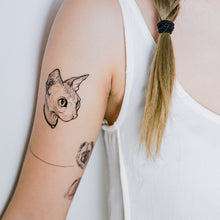 Load image into Gallery viewer, Watercolor Sphynx Cat Tattoos - LAZY DUO TATTOO
