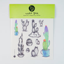 Load image into Gallery viewer, J03・The Cactus Land Tattoo Stickers Pack (Black &amp; Color)
