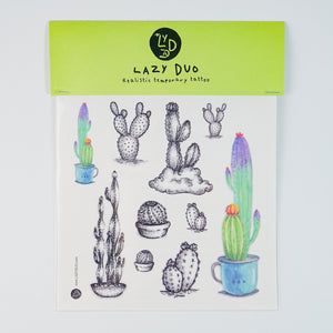 J03・The Cactus Land Tattoo Stickers Pack (Black & Color)