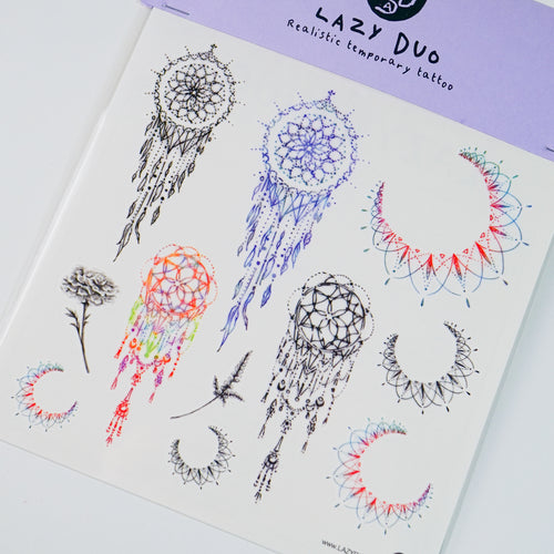 Floral Dreamcatcher Tattoo Realistic Artistic Tattoo Sticker Color Metallic Tattoo預約紋身貼紙專業優質色彩印刷訂製作DIY Waiman Tattoo Artist 香港原創手繪刺青紋身貼紙 LAZY DUO Premium High Quality Temporary Tattoo Stickers Professional Printing Tattoo Shop Hong Kong Customise Custom Small Order 自訂客製少量印刷大量批發特快專業優質彩色金屬色廣告宣傳禮品Gift 安全防水防敏無痛紋身師紋身店韓式小清新