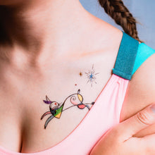 Load image into Gallery viewer, LAZY DUO TATTOO Surrealism Abstract Magic Surreal Rabbit Tattoos Sticker in Joan Miro Style by LAZY DUO. Realistic, long lasting and non-toxic temporary tattoo HK 香港原創紋身貼紙品牌 安全無毒 防水防敏 持久像真

