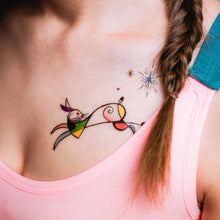 Load image into Gallery viewer, LAZY DUO TATTOO Surrealism Abstract Magic Surreal Rabbit Tattoos Sticker in Joan Miro Style by LAZY DUO. Realistic, long lasting and non-toxic temporary tattoo HK 香港原創紋身貼紙品牌 安全無毒 防水防敏 持久像真
