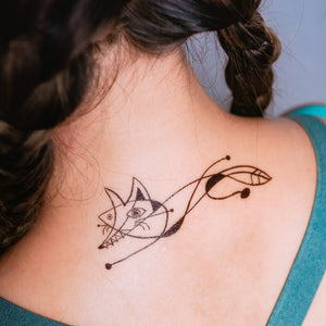 Surrealism Abstract Magic Surreal Capybara Tattoos Sticker in Joan Miro Style by LAZY DUO. Realistic, long lasting and non-toxic temporary tattoo HK 香港原創紋身貼紙品牌 安全無毒 防水防敏 持久像真 抽象藝術 狐狸刺青紋身貼紙香港 Magic Surreal Abstract Fox Fine Art LAZY DUO TATTOO SHOP HK