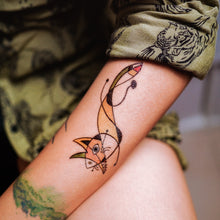 Load image into Gallery viewer, Surrealism Abstract Magic Surreal Capybara Tattoos Sticker in Joan Miro Style by LAZY DUO. Realistic, long lasting and non-toxic temporary tattoo HK 香港原創紋身貼紙品牌 安全無毒 防水防敏 持久像真 抽象藝術 狐狸刺青紋身貼紙香港 Magic Surreal Abstract Fox Fine Art LAZY DUO TATTOO SHOP HK
