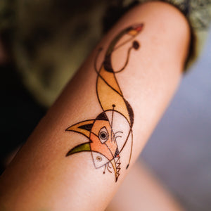 Surrealism Abstract Magic Surreal Capybara Tattoos Sticker in Joan Miro Style by LAZY DUO. Realistic, long lasting and non-toxic temporary tattoo HK 香港原創紋身貼紙品牌 安全無毒 防水防敏 持久像真 抽象藝術 狐狸刺青紋身貼紙香港 Magic Surreal Abstract Fox Fine Art LAZY DUO TATTOO SHOP HK