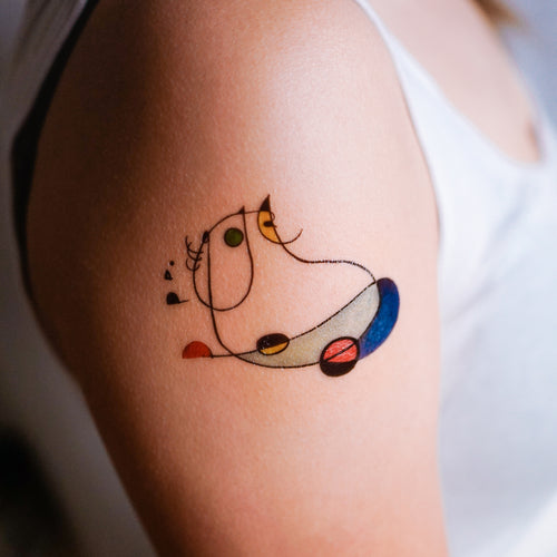 Surrealism Abstract Magic Surreal Capybara Tattoos Sticker in Joan Miro Style by LAZY DUO. Realistic, long lasting and non-toxic temporary tattoo HK 香港原創紋身貼紙品牌 安全無毒 防水防敏 持久像真 抽象藝術風水豚刺青紋身貼紙香港 Magic Surreal Capybara Abstract Color Tattoo Surrealism｜LAZY DUO TATTOO SHOP HK