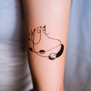 Surrealism Abstract Magic Surreal Capybara Tattoos Sticker in Joan Miro Style by LAZY DUO. Realistic, long lasting and non-toxic temporary tattoo HK 香港原創紋身貼紙品牌 安全無毒 防水防敏 持久像真 抽象藝術風水豚刺青紋身貼紙香港 Magic Surreal Capybara Abstract Color Tattoo Surrealism｜LAZY DUO TATTOO SHOP HK
