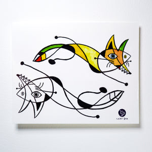 Surrealism Abstract Magic Surreal Capybara Tattoos Sticker in Joan Miro Style by LAZY DUO. Realistic, long lasting and non-toxic temporary tattoo HK 香港原創紋身貼紙品牌 安全無毒 防水防敏 持久像真 抽象藝術 狐狸刺青紋身貼紙香港 Magic Surreal Abstract Fox Fine Art LAZY DUO TATTOO SHOP HK
