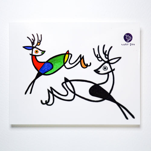 抽象藝術-馴鹿刺青紋身貼紙香港 Magic Surreal Abstract Deer Fine Art LAZY DUO TATTOO HK Surrealism Reindeer Tattoo Abstract Magic Surreal Capybara Tattoos Sticker in Joan Miro Style by LAZY DUO. Realistic, long lasting and non-toxic temporary tattoo HK 香港原創紋身貼紙品牌 安全無毒 防水防敏 持久像真 