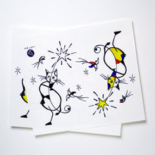Load image into Gallery viewer, Abstract Cat Tattoos Color Temporary Tattoo Stickers Joan Miro Inspired Magic Surreal Surrealism HK Hong Kong Tattoo Artist LAZY DUO Mane Ink 香港紋身刺青
