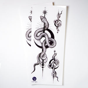Alchemy Snake & Moon Tattoo - LAZY DUO TATTOO Alchemy Snake Tattoos Moon Tattoos Men Tattoos Blackwork Tattoos Dark Tattoos Tarot Tattoos Realistic tattoo Stickers Long Lasting Temporary Tattoos Skull Crown Tattoo Old School Tattoo American Tattoo HK Hong Kong Rose Tattoo Black Work Temporary Tattoo INK LAZY DUO香港刺青紋身貼紙訂做印刷活動 紋身師 美式粗黑曼陀羅圓迷宮 自由 神秘 塔羅 玫瑰 王冠