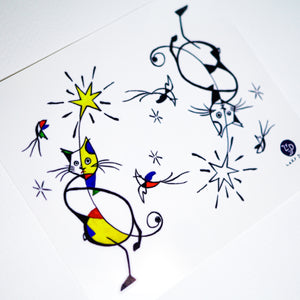 Abstract Cat Tattoos Color Temporary Tattoo Stickers Joan Miro Inspired Magic Surreal Surrealism HK Hong Kong Tattoo Artist LAZY DUO Mane Ink 香港紋身刺青