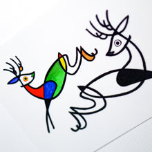 Load image into Gallery viewer, 抽象藝術-馴鹿刺青紋身貼紙香港 Magic Surreal Abstract Deer Fine Art LAZY DUO TATTOO HK Surrealism Reindeer Tattoo Abstract Magic Surreal Capybara Tattoos Sticker in Joan Miro Style by LAZY DUO. Realistic, long lasting and non-toxic temporary tattoo HK 香港原創紋身貼紙品牌 安全無毒 防水防敏 持久像真 
